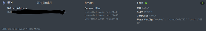 20211119 HiveOS Flight Sheet ETH T-Rex Miner